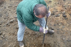  Floyd Stredwick digging posthole for sign on Candy